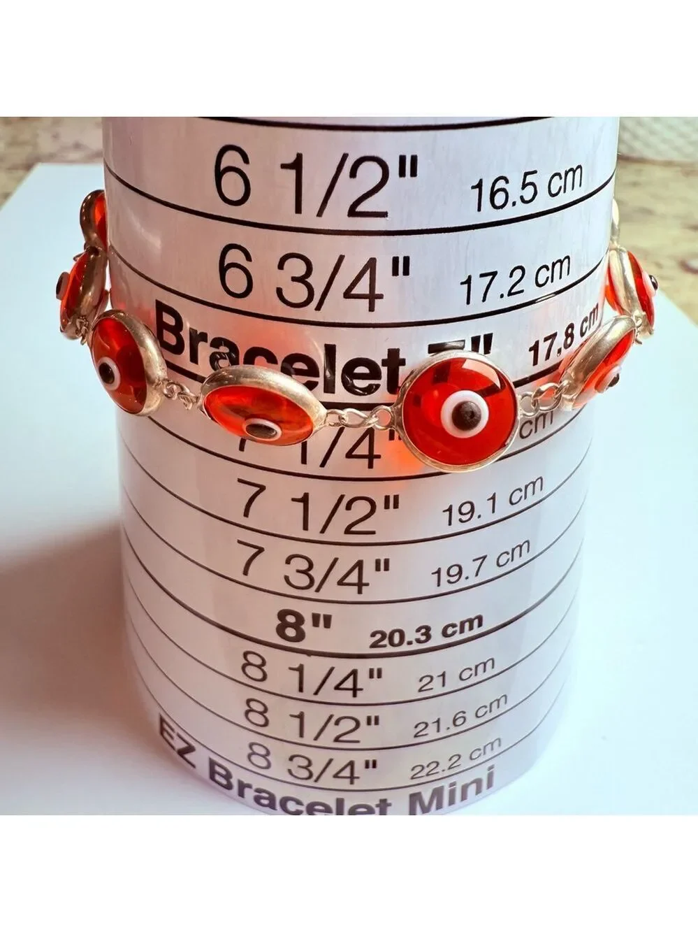 Evil Eye Amulet Orange Amber Glass Sterling Silver 925 Protection Bracelet